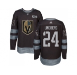 Men Adidas Vegas Golden Knights #24 Oscar Lindberg Black 1917-2017 100th Anniversary Stitched NHL Jersey