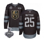 Men Adidas Vegas Golden Knights #25 Stefan Matteau Authentic Black 1917-2017 100th Anniversary 2018 Stanley Cup Final NHL Jersey