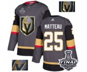 Men Adidas Vegas Golden Knights #25 Stefan Matteau Authentic Gray Fashion Gold 2018 Stanley Cup Final NHL Jersey