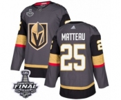 Men Adidas Vegas Golden Knights #25 Stefan Matteau Authentic Gray Home 2018 Stanley Cup Final NHL Jersey