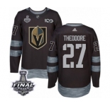 Men Adidas Vegas Golden Knights #27 Shea Theodore Authentic Black 1917-2017 100th Anniversary 2018 Stanley Cup Final NHL Jersey