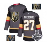 Men Adidas Vegas Golden Knights #27 Shea Theodore Authentic Gray Fashion Gold 2018 Stanley Cup Final NHL Jersey