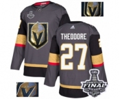 Men Adidas Vegas Golden Knights #27 Shea Theodore Authentic Gray Fashion Gold 2018 Stanley Cup Final NHL Jersey