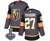 Men Adidas Vegas Golden Knights #27 Shea Theodore Authentic Gray Home 2018 Stanley Cup Final NHL Jersey