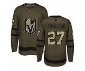 Men Adidas Vegas Golden Knights #27 Shea Theodore Authentic Green Salute to Service NHL Jersey