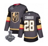 Men Adidas Vegas Golden Knights #28 William Carrier Authentic Gray Home 2018 Stanley Cup Final NHL Jersey