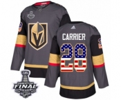 Men Adidas Vegas Golden Knights #28 William Carrier Authentic Gray USA Flag Fashion 2018 Stanley Cup Final NHL Jersey