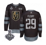 Men Adidas Vegas Golden Knights #29 Marc-Andre Fleury Authentic Black 1917-2017 100th Anniversary 2018 Stanley Cup Final NHL Jersey