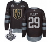 Men Adidas Vegas Golden Knights #29 Marc-Andre Fleury Authentic Black 1917-2017 100th Anniversary 2018 Stanley Cup Final NHL Jersey