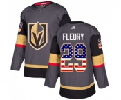 Men Adidas Vegas Golden Knights #29 Marc-Andre Fleury Authentic Gray USA Flag Fashion NHL Jersey