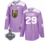 Men Adidas Vegas Golden Knights #29 Marc-Andre Fleury Authentic Purple Fights Cancer Practice 2018 Stanley Cup Final NHL Jersey