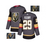 Men Adidas Vegas Golden Knights #29 Marc-Andre Fleury Grey Home Authentic Fashion Gold Stitched NHL Jersey