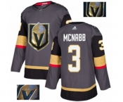 Men Adidas Vegas Golden Knights #3 Brayden McNabb Authentic Gray Fashion Gold NHL Jersey