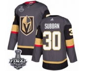 Men Adidas Vegas Golden Knights #30 Malcolm Subban Premier Gray Home 2018 Stanley Cup Final NHL Jersey