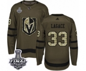 Men Adidas Vegas Golden Knights #33 Maxime Lagace Authentic Green Salute to Service 2018 Stanley Cup Final NHL Jersey