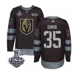 Men Adidas Vegas Golden Knights #35 Oscar Dansk Authentic Black 1917-2017 100th Anniversary 2018 Stanley Cup Final NHL Jersey