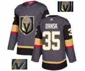 Men Adidas Vegas Golden Knights #35 Oscar Dansk Authentic Gray Fashion Gold NHL Jersey