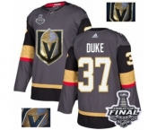 Men Adidas Vegas Golden Knights #37 Reid Duke Authentic Gray Fashion Gold 2018 Stanley Cup Final NHL Jersey