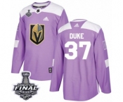 Men Adidas Vegas Golden Knights #37 Reid Duke Authentic Purple Fights Cancer Practice 2018 Stanley Cup Final NHL Jersey