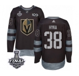 Men Adidas Vegas Golden Knights #38 Tomas Hyka Authentic Black 1917-2017 100th Anniversary 2018 Stanley Cup Final NHL Jersey