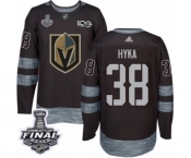 Men Adidas Vegas Golden Knights #38 Tomas Hyka Authentic Black 1917-2017 100th Anniversary 2018 Stanley Cup Final NHL Jersey
