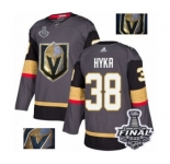 Men Adidas Vegas Golden Knights #38 Tomas Hyka Authentic Gray Fashion Gold 2018 Stanley Cup Final NHL Jersey