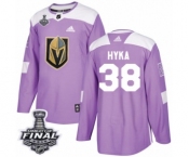 Men Adidas Vegas Golden Knights #38 Tomas Hyka Authentic Purple Fights Cancer Practice 2018 Stanley Cup Final NHL Jersey