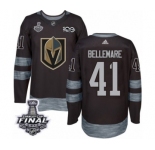 Men Adidas Vegas Golden Knights #41 Pierre-Edouard Bellemare Authentic Black 1917-2017 100th Anniversary 2018 Stanley Cup Final NHL Jersey