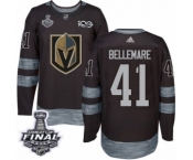 Men Adidas Vegas Golden Knights #41 Pierre-Edouard Bellemare Authentic Black 1917-2017 100th Anniversary 2018 Stanley Cup Final NHL Jersey