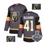 Men Adidas Vegas Golden Knights #41 Pierre-Edouard Bellemare Authentic Gray Fashion Gold 2018 Stanley Cup Final NHL Jersey