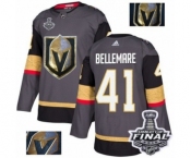 Men Adidas Vegas Golden Knights #41 Pierre-Edouard Bellemare Authentic Gray Fashion Gold 2018 Stanley Cup Final NHL Jersey