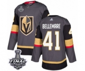 Men Adidas Vegas Golden Knights #41 Pierre-Edouard Bellemare Authentic Gray Home 2018 Stanley Cup Final NHL Jersey