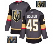 Men Adidas Vegas Golden Knights #45 Jake Bischoff Authentic Gray Fashion Gold NHL Jersey