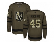 Men Adidas Vegas Golden Knights #45 Jake Bischoff Authentic Green Salute to Service NHL Jersey