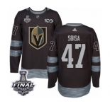 Men Adidas Vegas Golden Knights #47 Luca Sbisa Authentic Black 1917-2017 100th Anniversary 2018 Stanley Cup Final NHL Jersey
