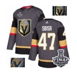 Men Adidas Vegas Golden Knights #47 Luca Sbisa Authentic Gray Fashion Gold 2018 Stanley Cup Final NHL Jersey