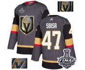 Men Adidas Vegas Golden Knights #47 Luca Sbisa Authentic Gray Fashion Gold 2018 Stanley Cup Final NHL Jersey