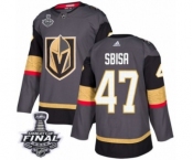 Men Adidas Vegas Golden Knights #47 Luca Sbisa Authentic Gray Home 2018 Stanley Cup Final NHL Jersey