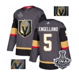 Men Adidas Vegas Golden Knights #5 Deryk Engelland Authentic Gray Fashion Gold 2018 Stanley Cup Final NHL Jersey