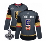 Men Adidas Vegas Golden Knights #5 Deryk Engelland Authentic Gray USA Flag Fashion 2018 Stanley Cup Final NHL Jersey