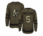 Men Adidas Vegas Golden Knights #5 Deryk Engelland Authentic Green Salute to Service NHL Jersey