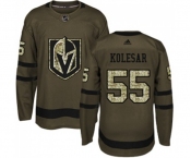 Men Adidas Vegas Golden Knights #55 Keegan Kolesar Authentic Green Salute to Service NHL Jersey