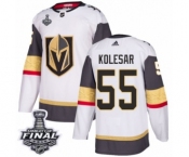 Men Adidas Vegas Golden Knights #55 Keegan Kolesar Authentic White Away 2018 Stanley Cup Final NHL Jersey