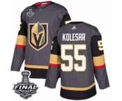 Men Adidas Vegas Golden Knights #55 Keegan Kolesar Premier Gray Home 2018 Stanley Cup Final NHL Jersey