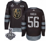 Men Adidas Vegas Golden Knights #56 Erik Haula Authentic Black 1917-2017 100th Anniversary 2018 Stanley Cup Final NHL Jersey