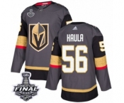 Men Adidas Vegas Golden Knights #56 Erik Haula Authentic Gray Home 2018 Stanley Cup Final NHL Jersey