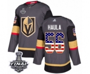 Men Adidas Vegas Golden Knights #56 Erik Haula Authentic Gray USA Flag Fashion 2018 Stanley Cup Final NHL Jersey