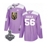 Men Adidas Vegas Golden Knights #56 Erik Haula Authentic Purple Fights Cancer Practice 2018 Stanley Cup Final NHL Jersey