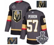 Men Adidas Vegas Golden Knights #57 David Perron Authentic Gray Fashion Gold 2018 Stanley Cup Final NHL Jersey