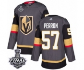 Men Adidas Vegas Golden Knights #57 David Perron Premier Gray Home 2018 Stanley Cup Final NHL Jersey